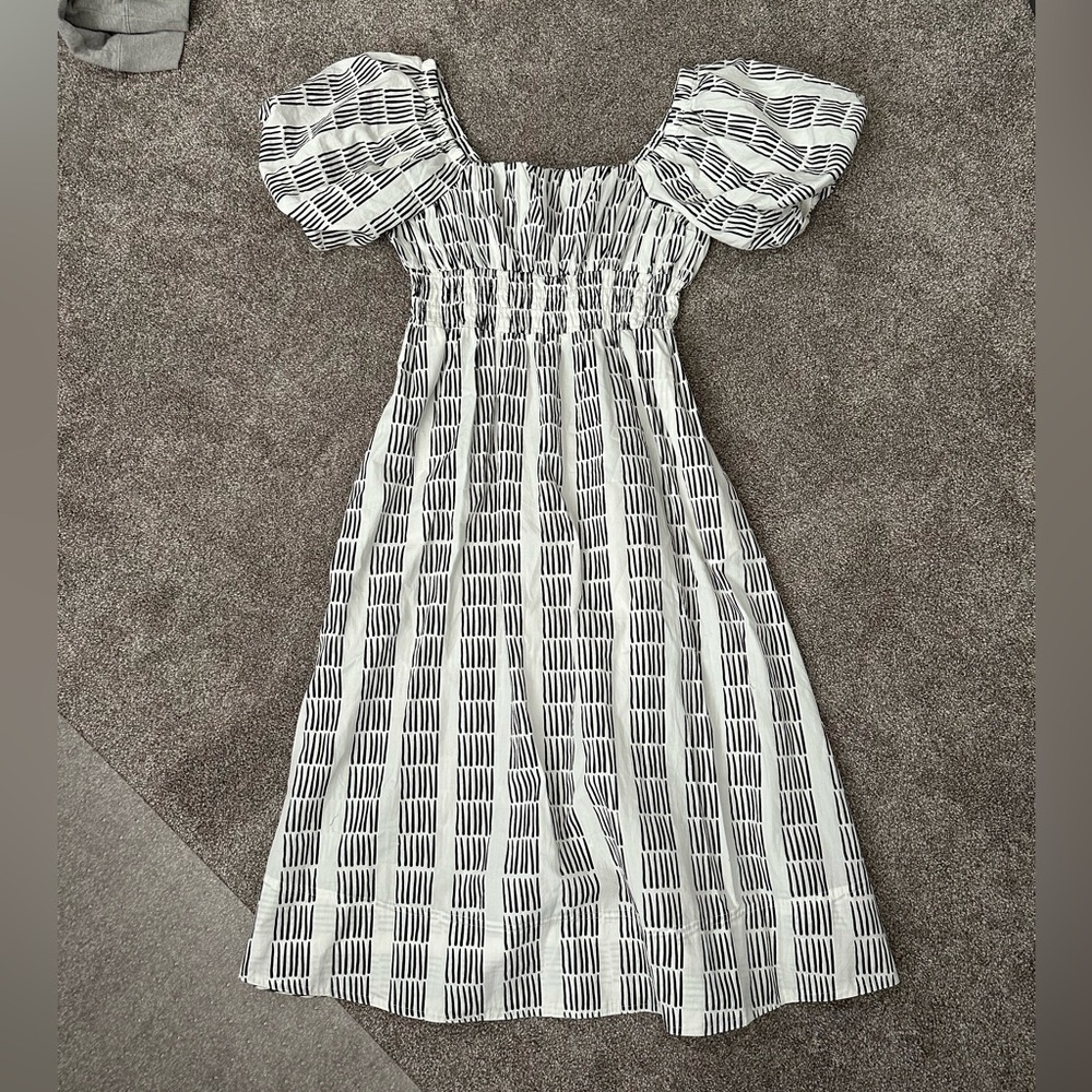 Anthropologie Maeve 100% Cotton Puff-Sleeve Smocked Midi Dress